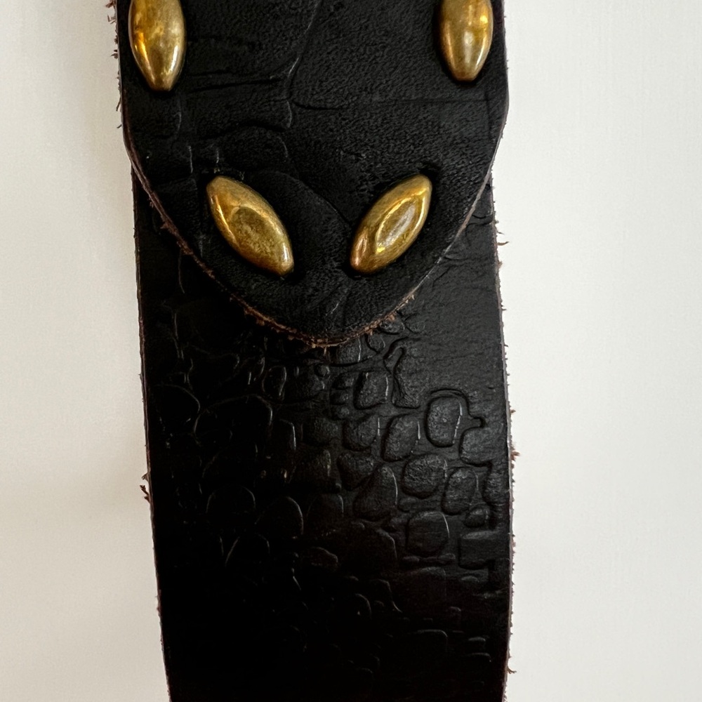 Brown and Gold Studded Leather Belt